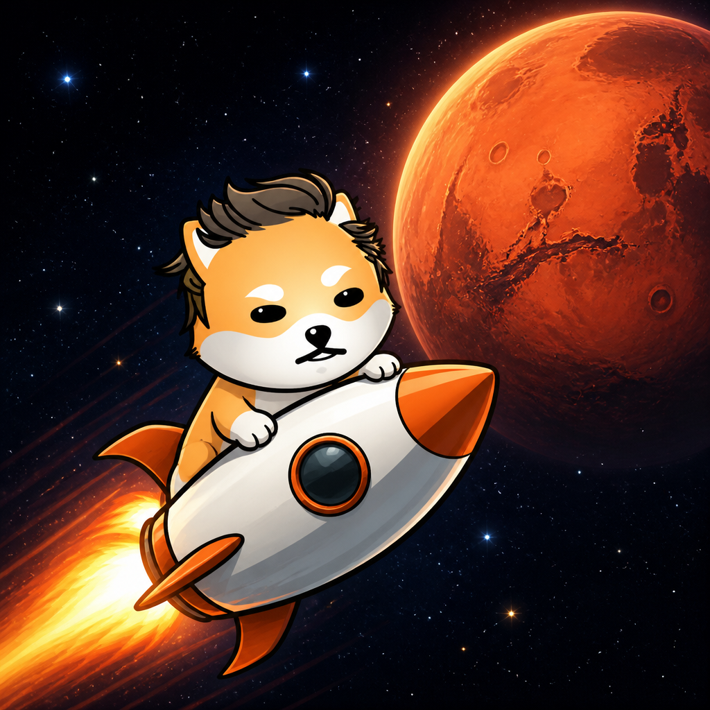 DOGELON riding a rocket to Mars