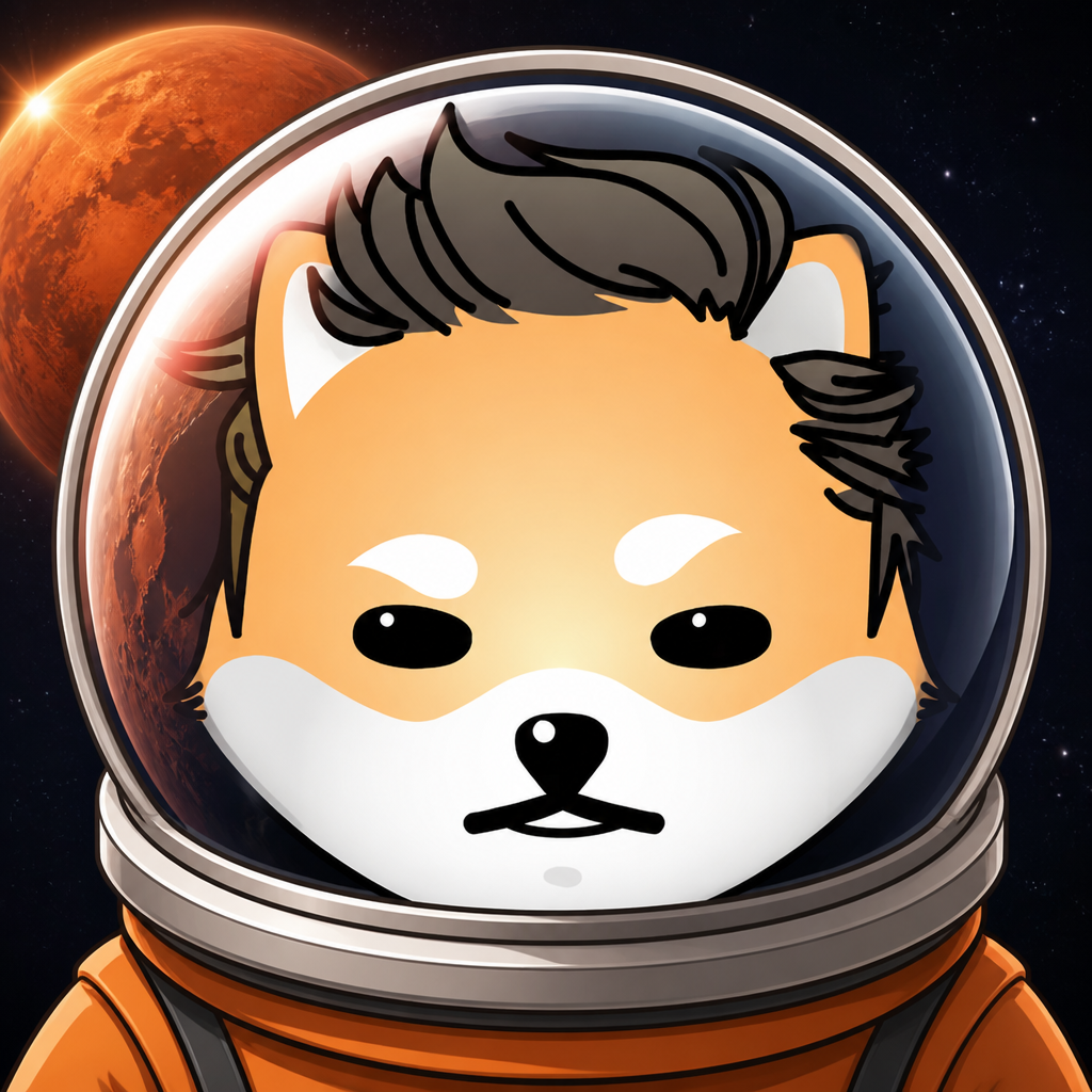 DOGELON in an astronaut helmet